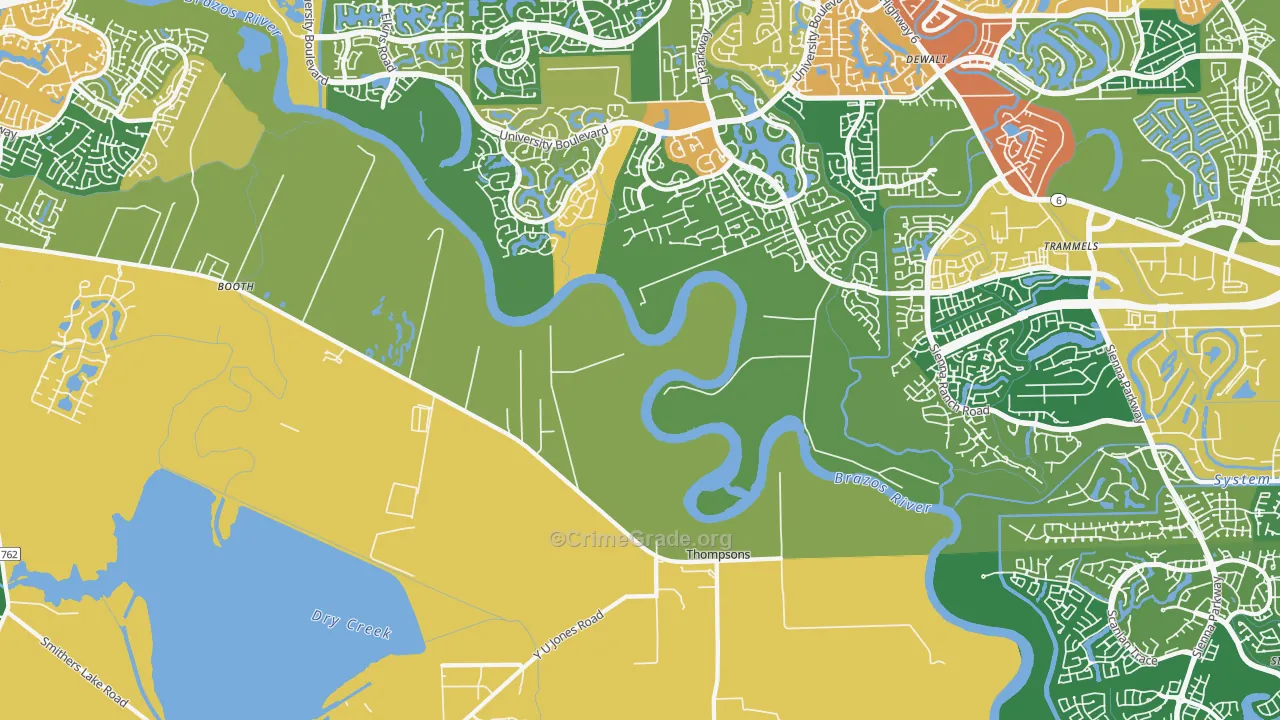 Thompsons, TX Map of Assault Rates