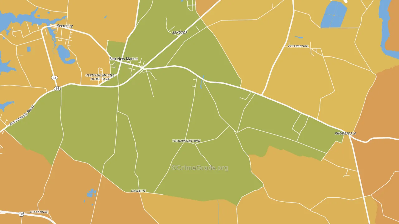 Thompsontown, MD Map of Assault Rates
