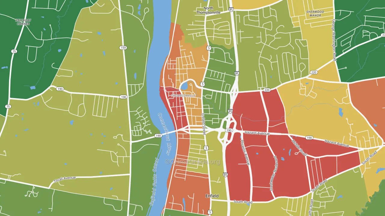 Thompsonville, CT Map of Assault Rates