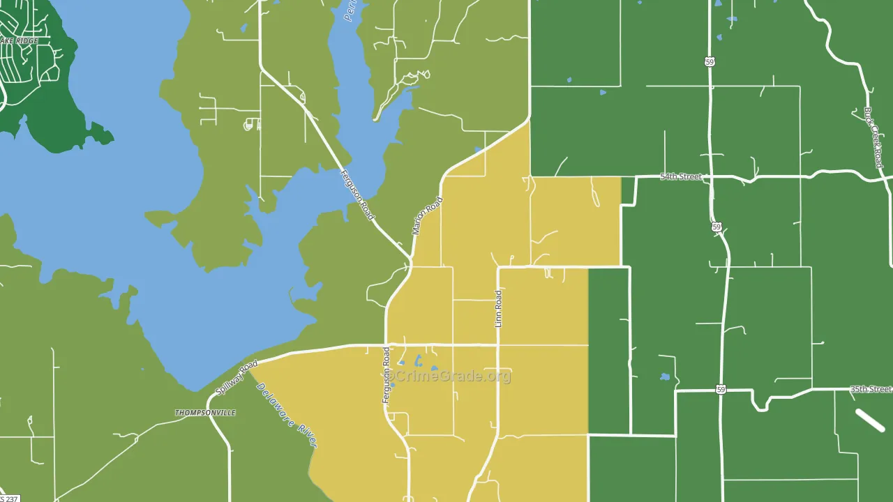 Thompsonville, KS Map of Assault Rates