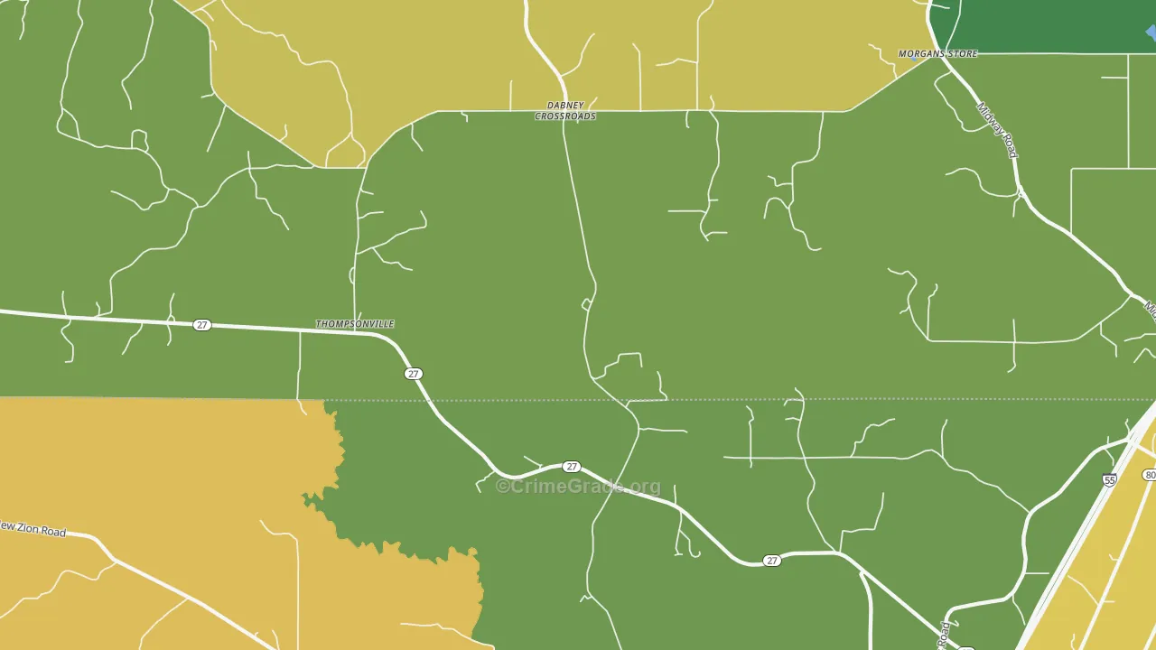 Thompsonville, MS Map of Assault Rates