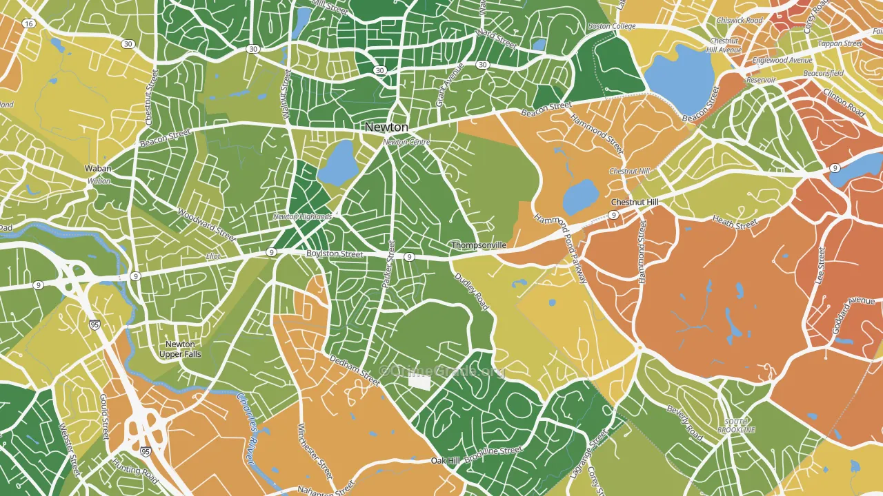 Thompsonville, Newton, MA Map of Assault Rates