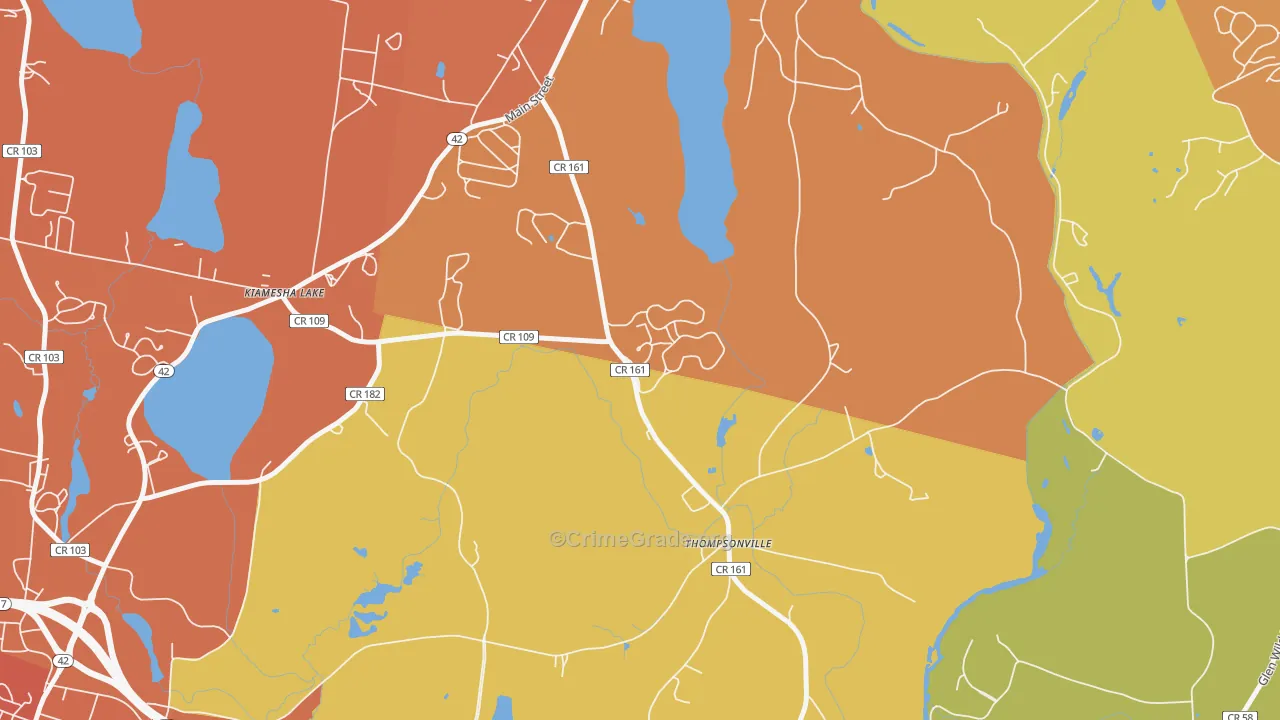 Thompsonville, NY Map of Assault Rates