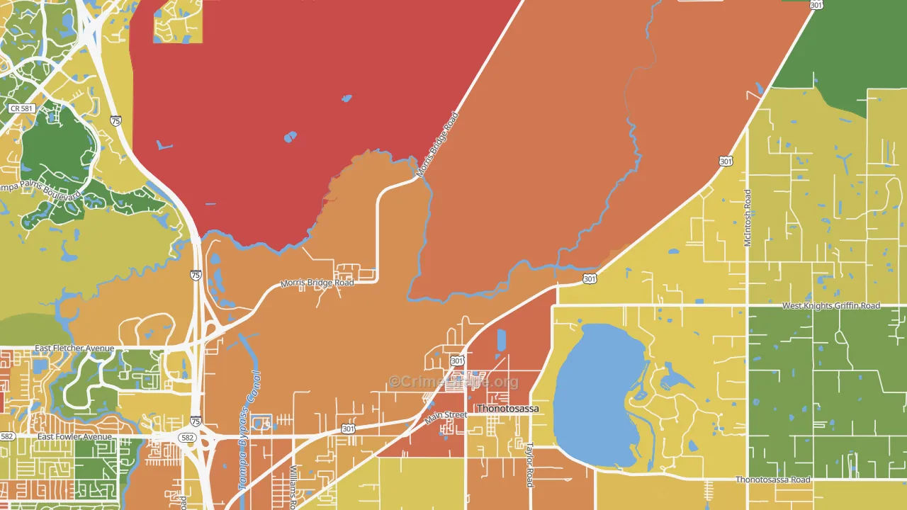 Thonotosassa, FL Map of Assault Rates