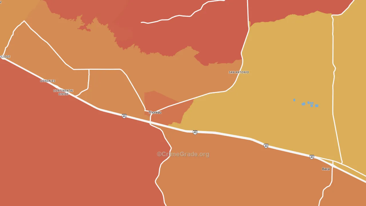 Thoreau, NM Map of Assault Rates