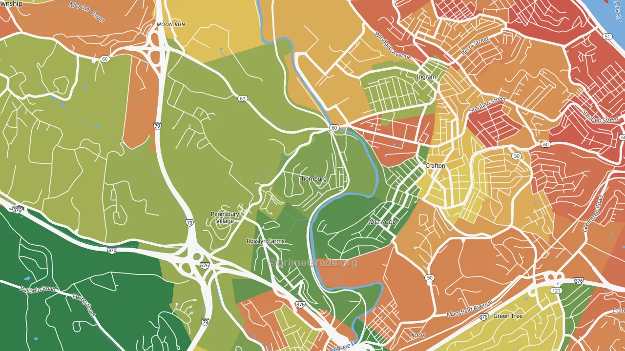 Thornburg, PA Map of Assault Rates