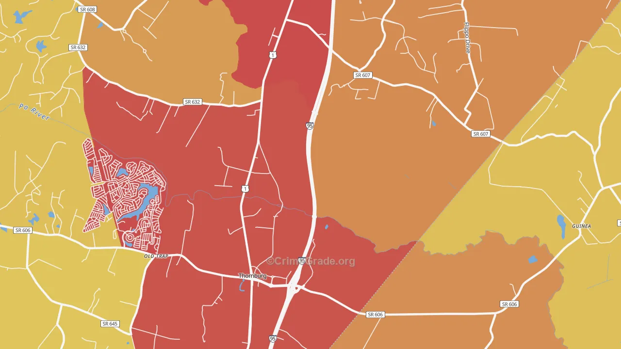 Thornburg, VA Map of Assault Rates