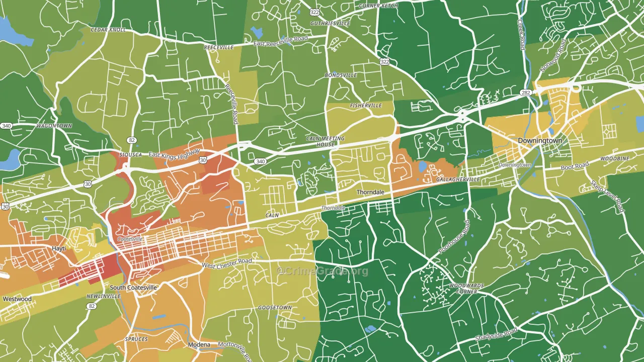 Thorndale, PA Map of Assault Rates