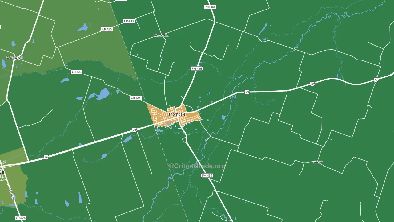 Thorndale, TX Map of Assault Rates
