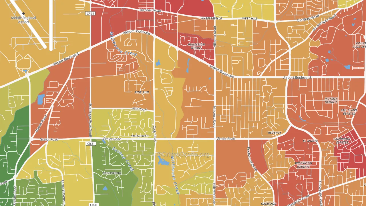 Thornhill, Mobile, AL Map of Assault Rates