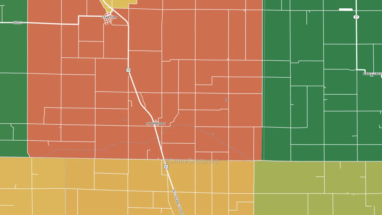 Thornhope, IN Map of Assault Rates