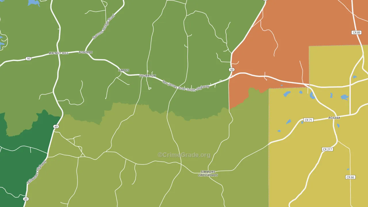 Thornton, AL Map of Assault Rates
