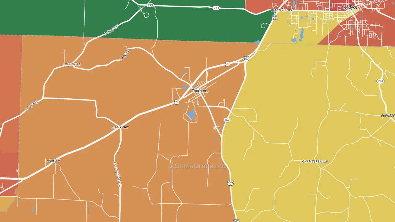 Thornton, AR Map of Assault Rates
