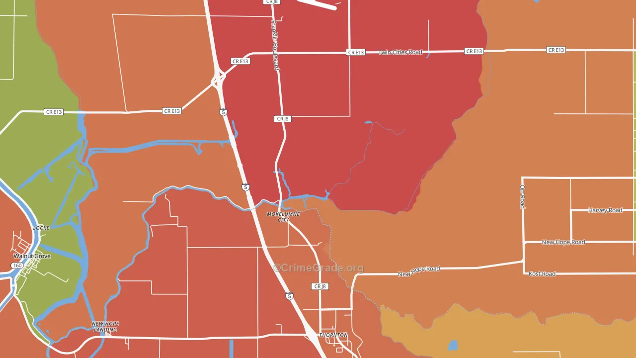 Thornton, CA Map of Assault Rates