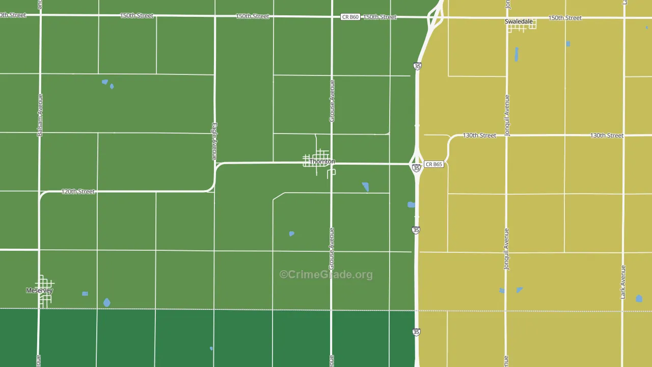 Thornton, IA Map of Assault Rates