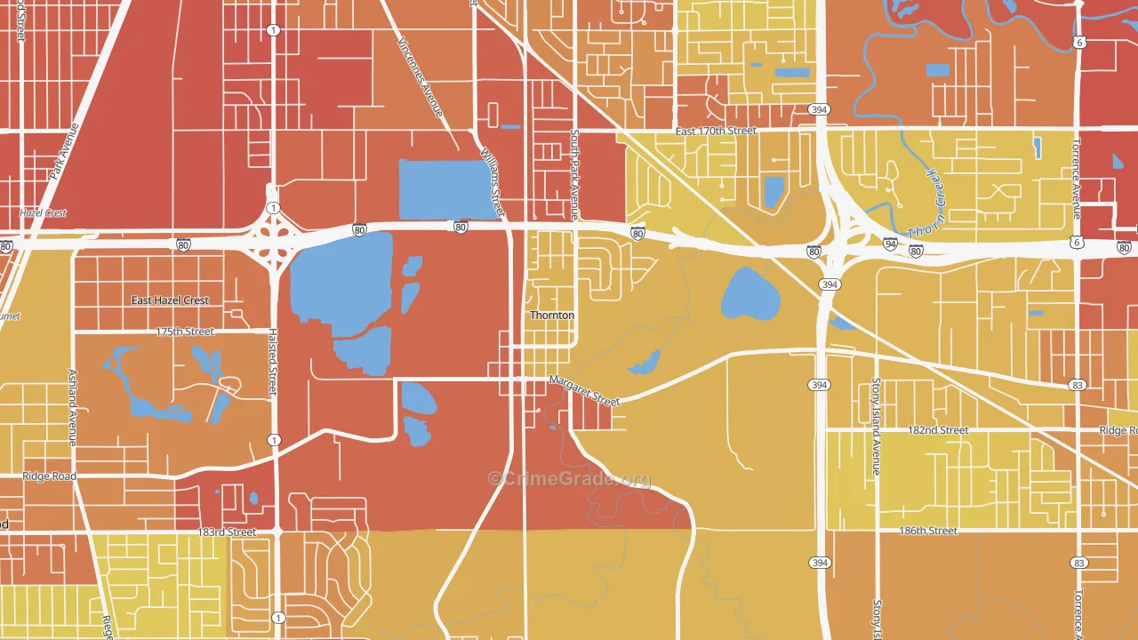 Thornton, IL Map of Assault Rates