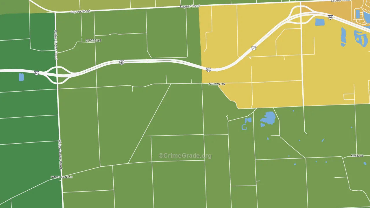 Thornton, MI Map of Assault Rates