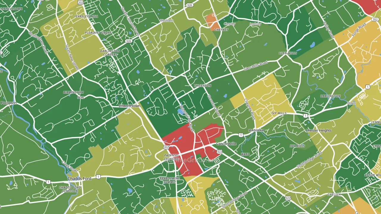 Thornton, PA Map of Assault Rates