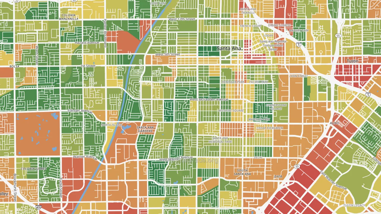Thornton Park, Santa Ana, CA Map of Assault Rates