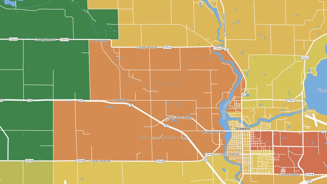 Thornton, WI Map of Assault Rates