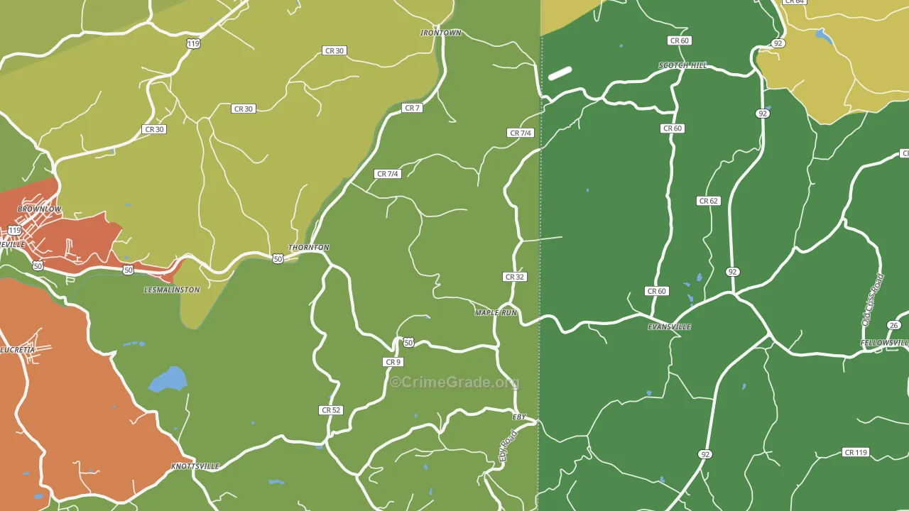 Thornton, WV Map of Assault Rates