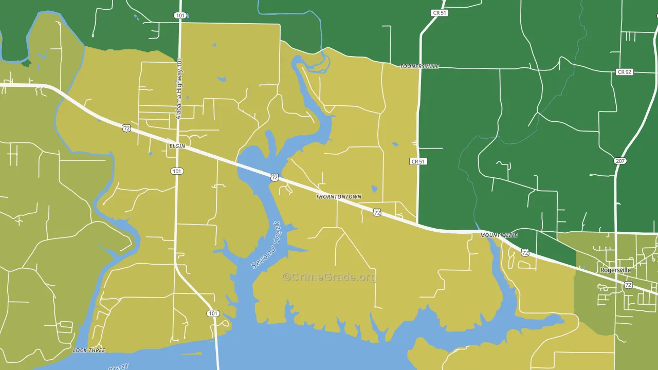 Thorntontown, AL Map of Assault Rates