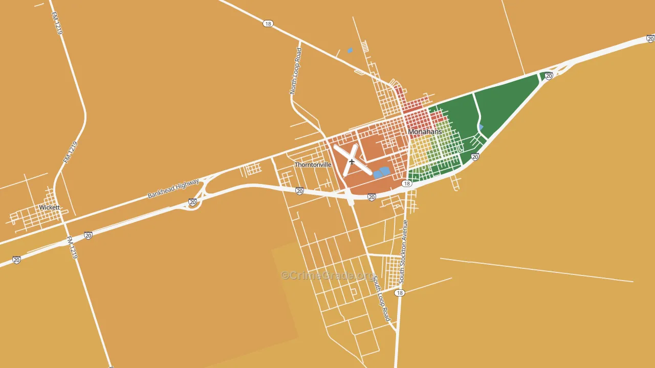 Thorntonville, TX Map of Assault Rates