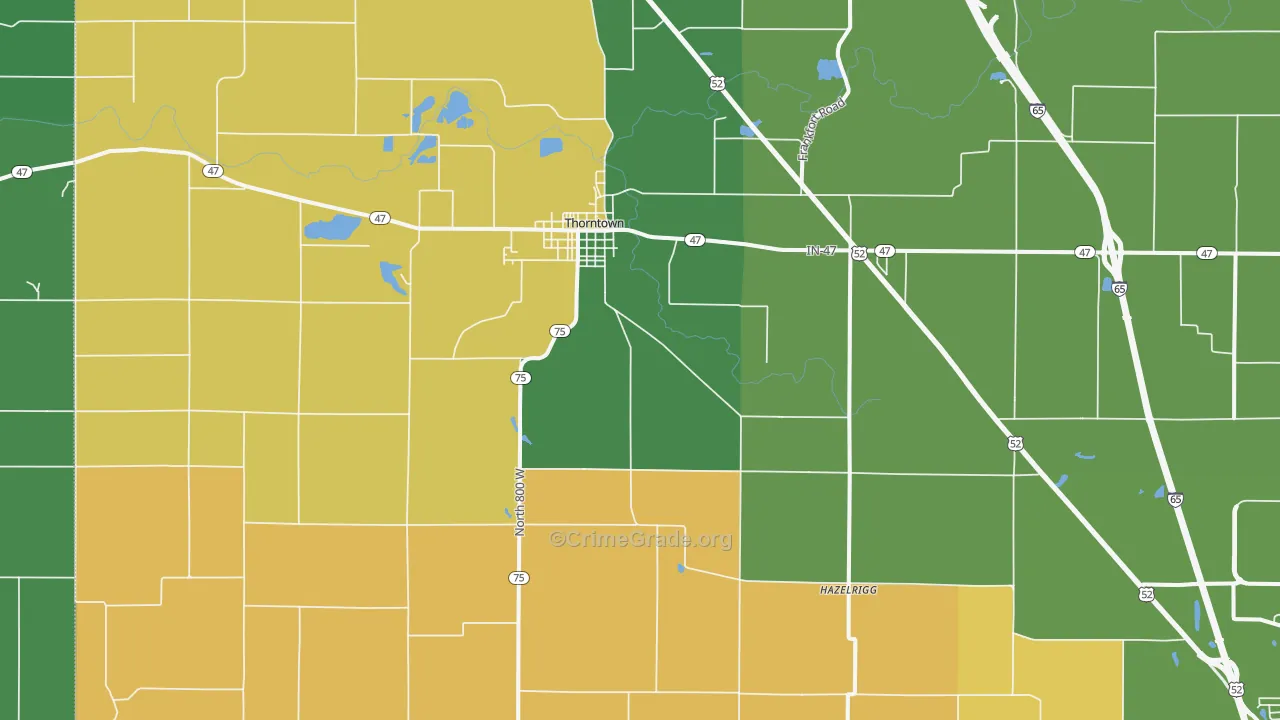Thorntown, IN Map of Assault Rates