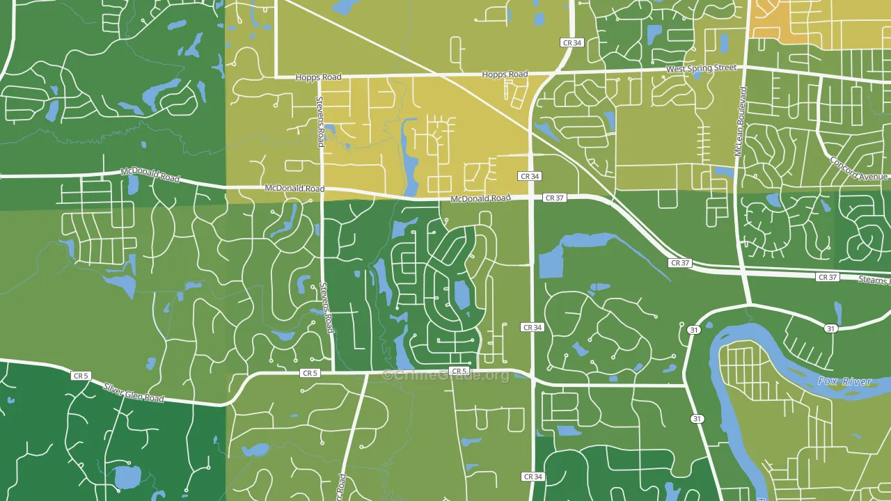 Thornwood, South Elgin, IL Map of Assault Rates