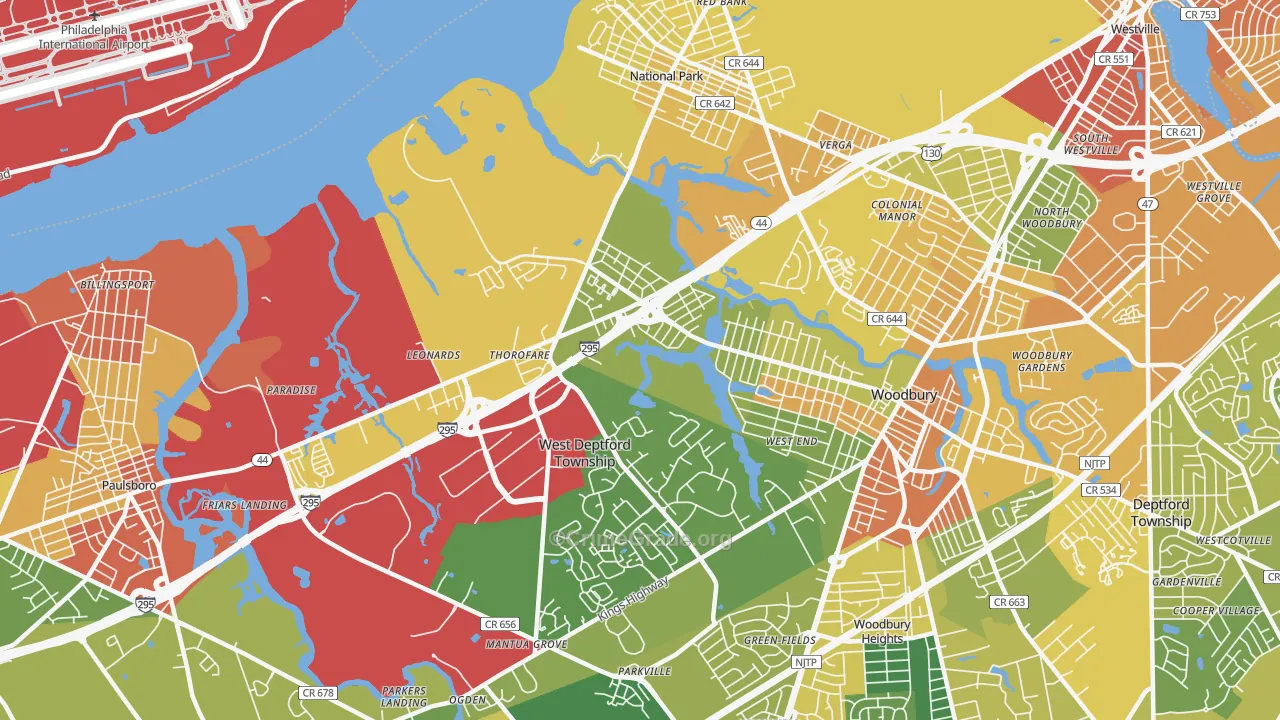 Thorofare, NJ Map of Assault Rates