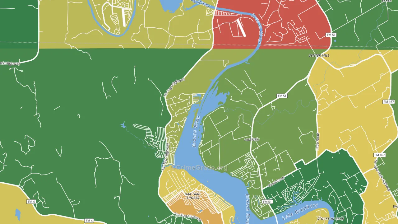 Thorp Spring, TX Map of Assault Rates