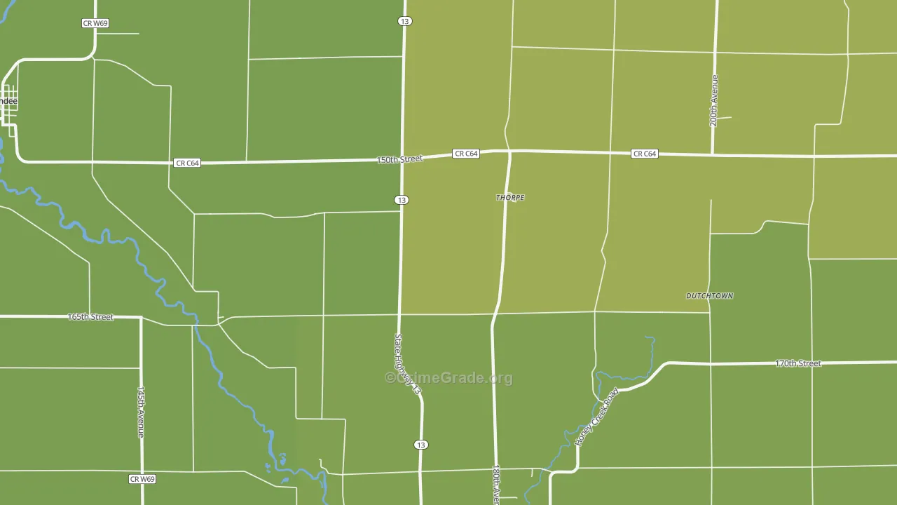 Thorpe, IA Map of Assault Rates