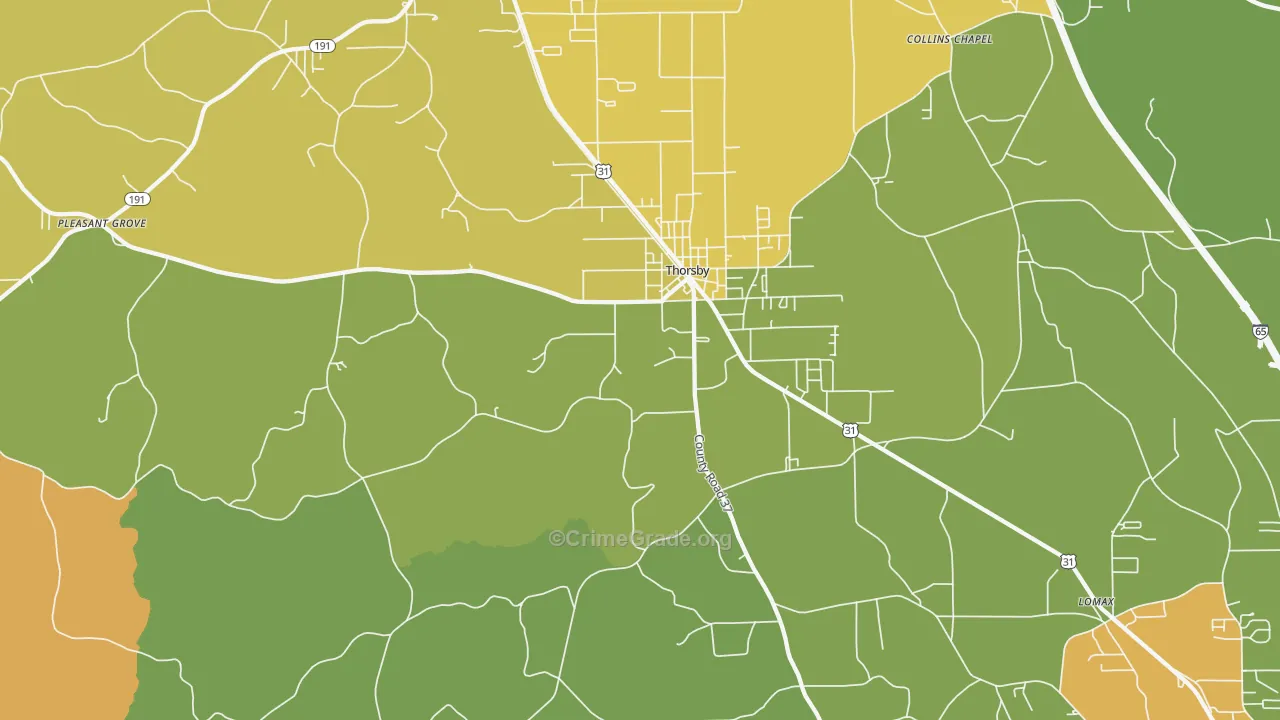 Thorsby, AL Map of Assault Rates