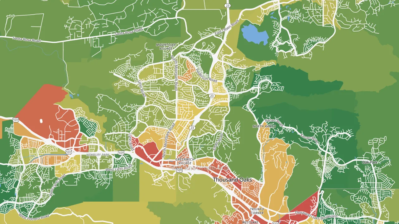 Thousand Oaks, CA Map of Assault Rates