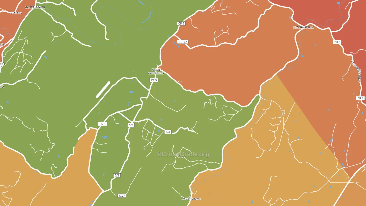 Three Churches, WV Map of Assault Rates