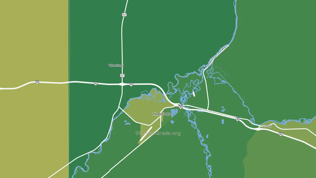 Three Forks, MT Map of Assault Rates