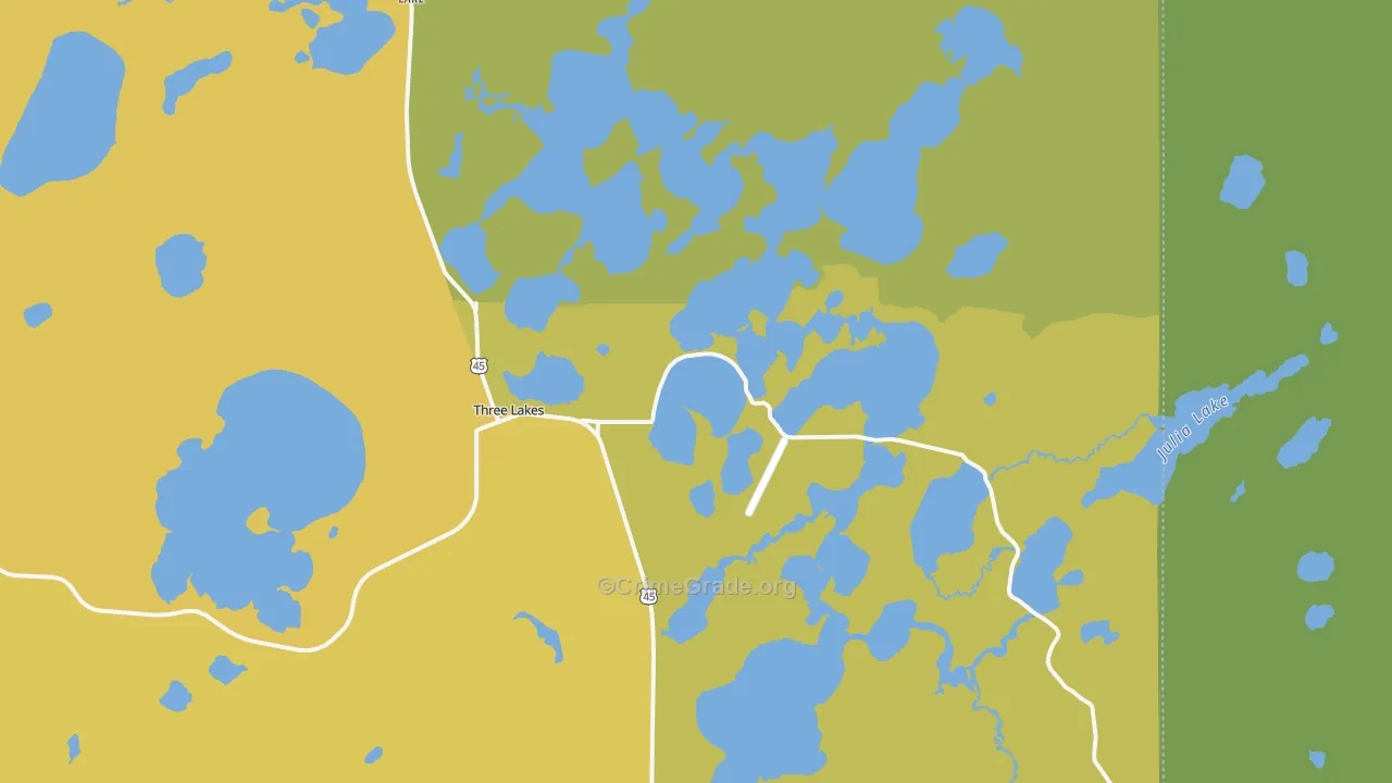 Three Lakes, WI Map of Assault Rates