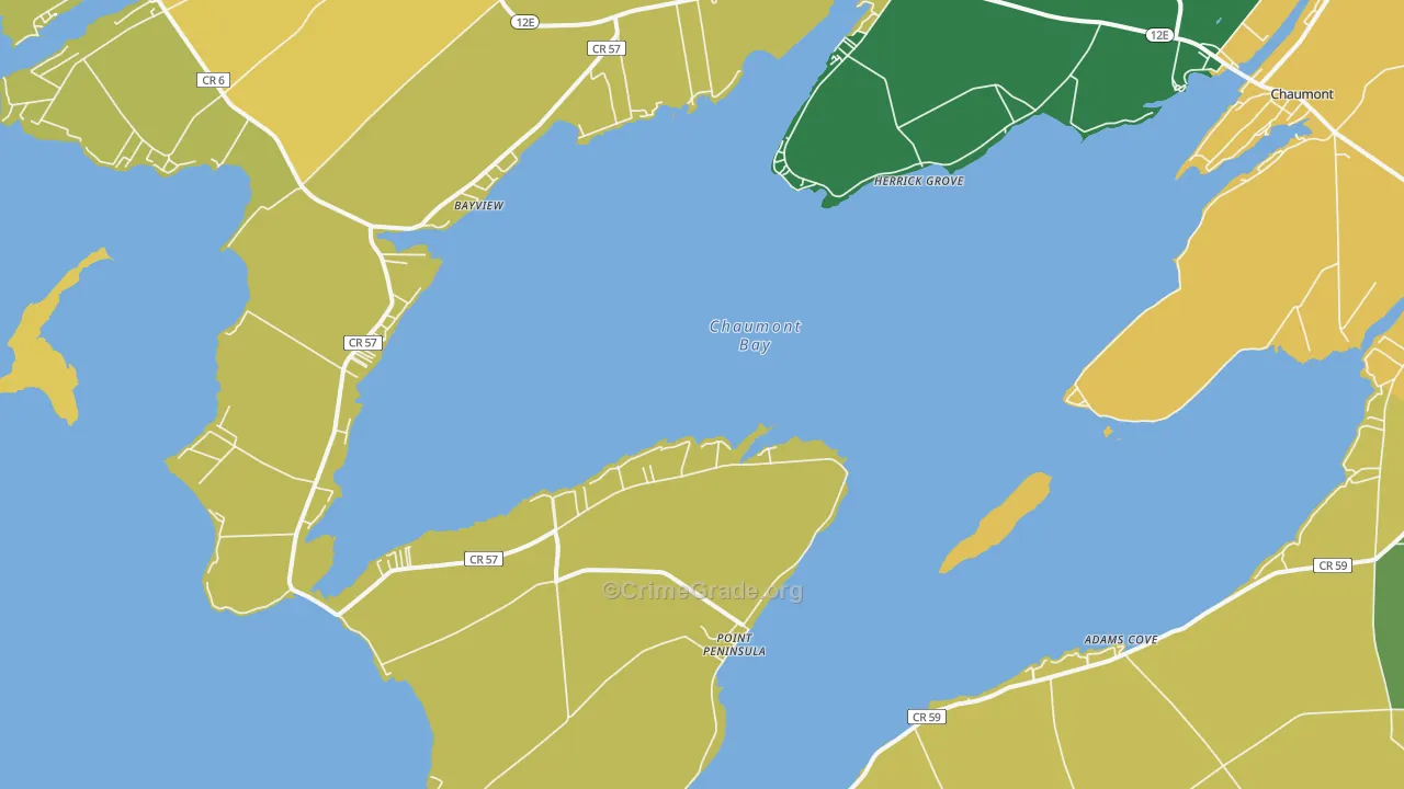 Three Mile Bay, NY Map of Assault Rates
