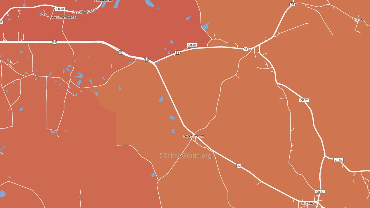 Three Notch, AL Map of Assault Rates