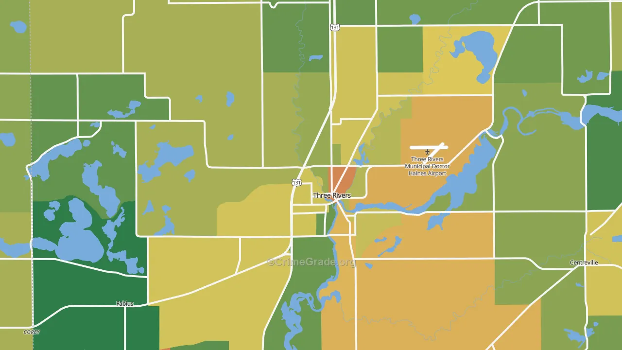 Three Rivers, MI Map of Assault Rates