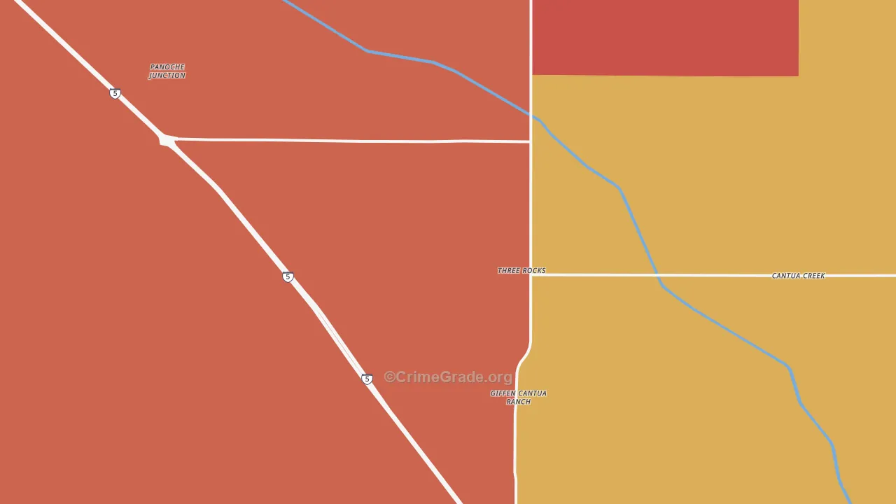 Three Rocks, CA Map of Assault Rates