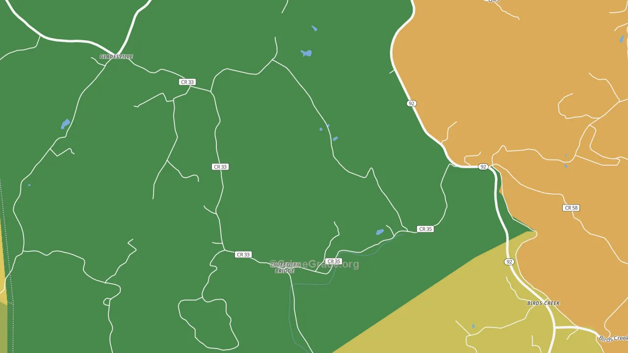 Threefork Bridge, WV Map of Assault Rates