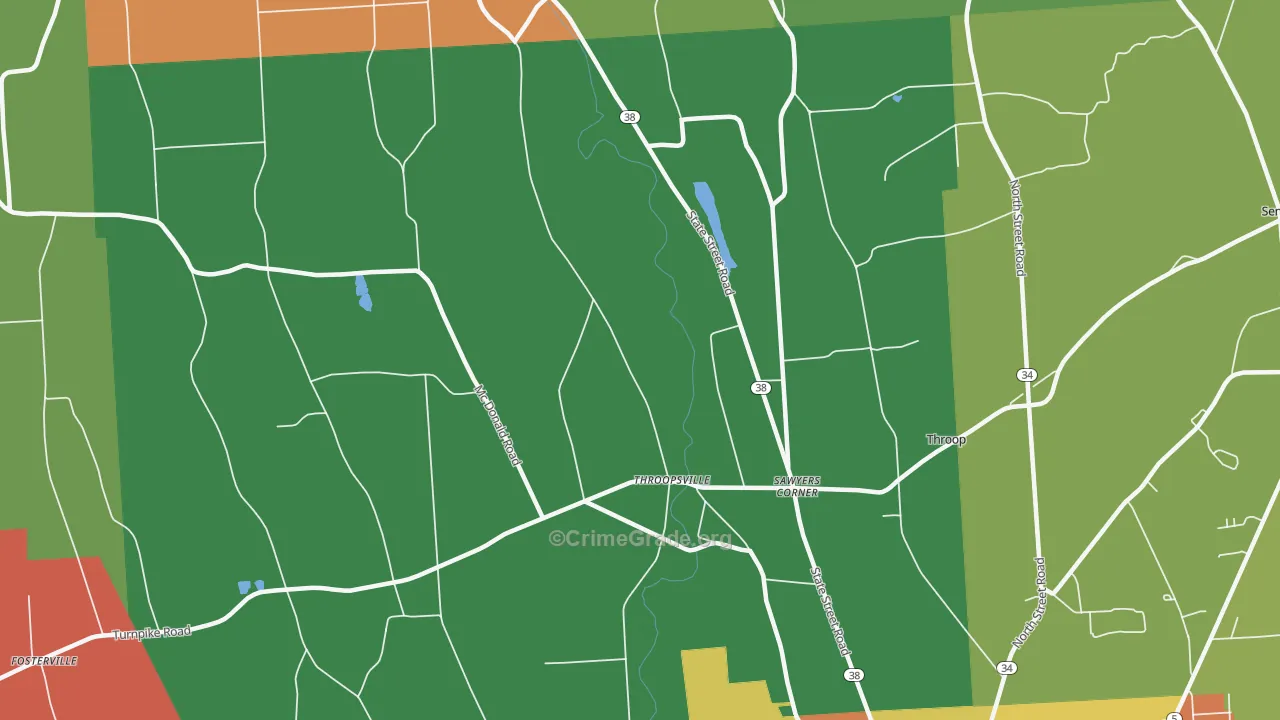 Throopsville, NY Map of Assault Rates