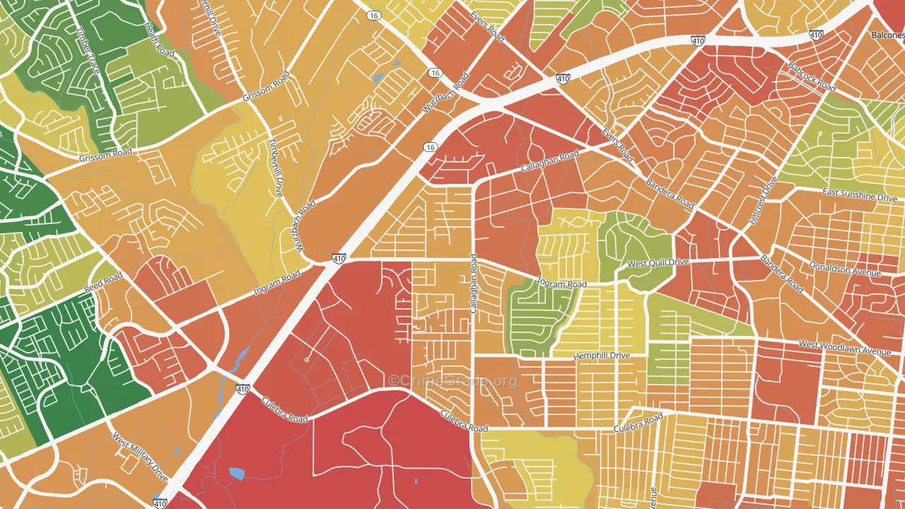 Thunderbird Hills, San Antonio, TX Map of Assault Rates