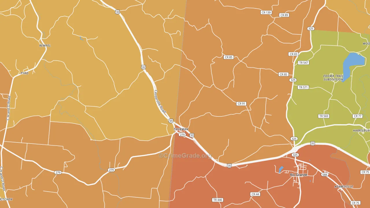 Thurman, OH Map of Assault Rates