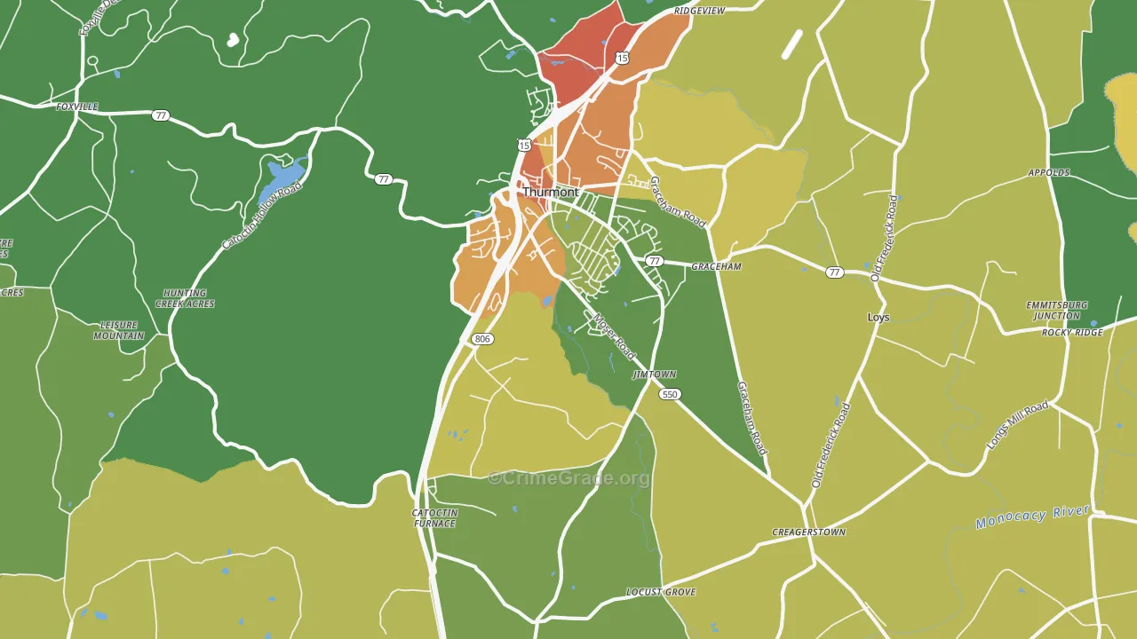 Thurmont, MD Map of Assault Rates