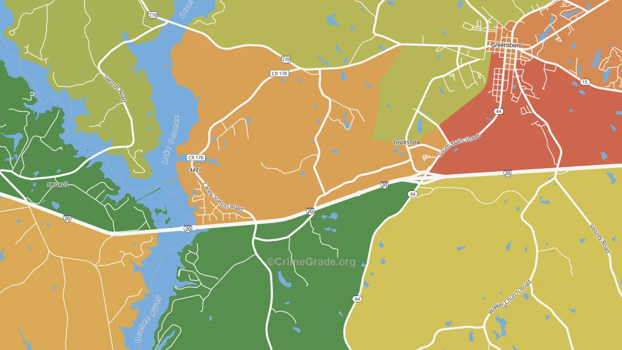 Thurston, GA Map of Assault Rates
