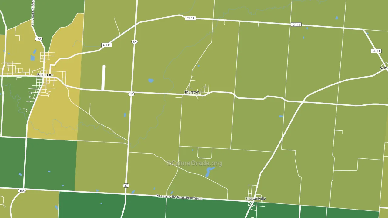 Thurston, OH Map of Assault Rates