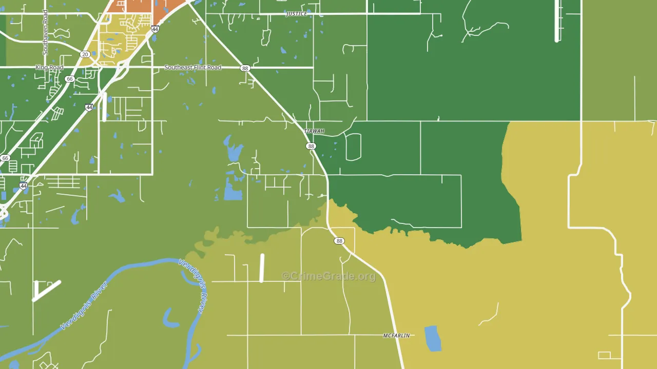 Tiawah, OK Map of Assault Rates
