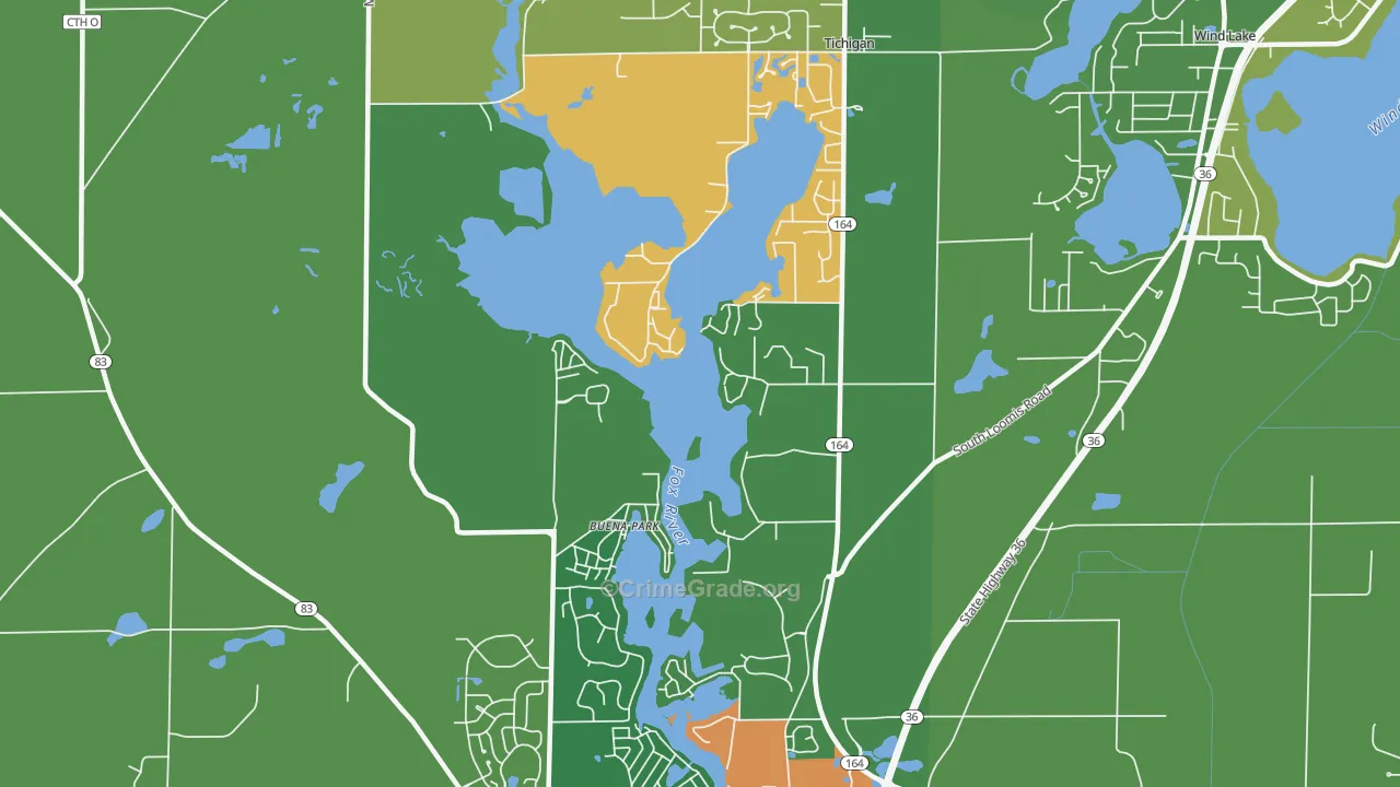Tichigan, WI Map of Assault Rates